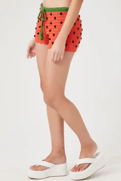 Crochet Sweater-Knit Watermelon Shorts