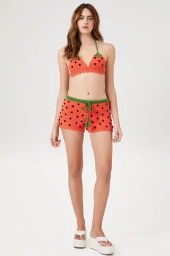 Crochet Sweater-Knit Watermelon Shorts