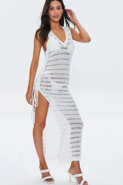 Crochet Thigh-Slit Maxi Dress