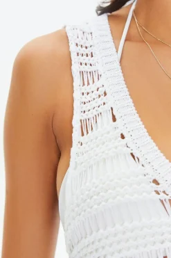 Crochet Thigh-Slit Maxi Dress