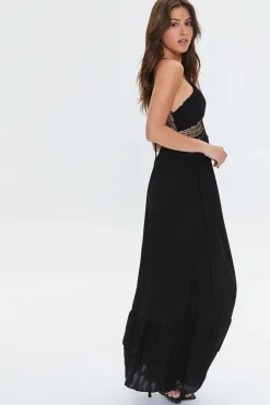 Crochet-Trim Maxi Dress