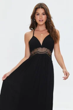 Crochet-Trim Maxi Dress