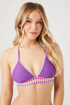 Crochet-Trim Triangle Bikini Top