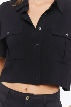 Cropped Boxy-Fit Shirt