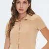 Cropped Button-Loop Shirt
