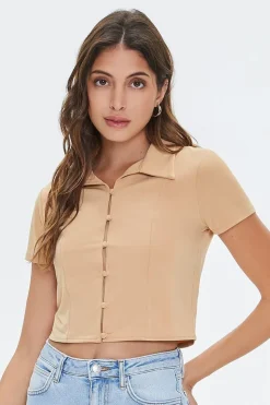 Cropped Button-Loop Shirt