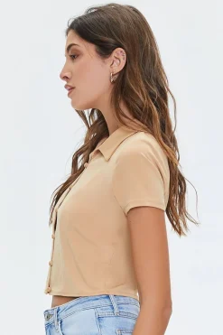 Cropped Button-Loop Shirt