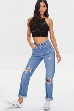Cropped Crochet Halter Top