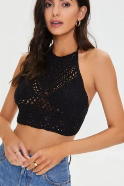 Cropped Crochet Halter Top