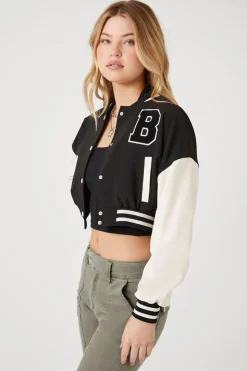 Cropped Fleece Varsity Jacket