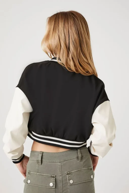 Cropped Fleece Varsity Jacket