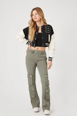 Cropped Fleece Varsity Jacket