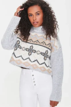 Cropped Geo Print Sweater