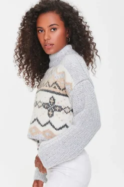Cropped Geo Print Sweater