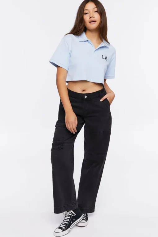 Cropped La Graphic Polo Shirt