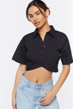 Cropped Poplin Shirt