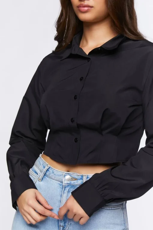 Cropped Poplin Shirt