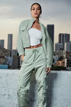 Cropped Raglan-Sleeve Windbreaker