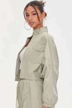 Cropped Raglan-Sleeve Windbreaker