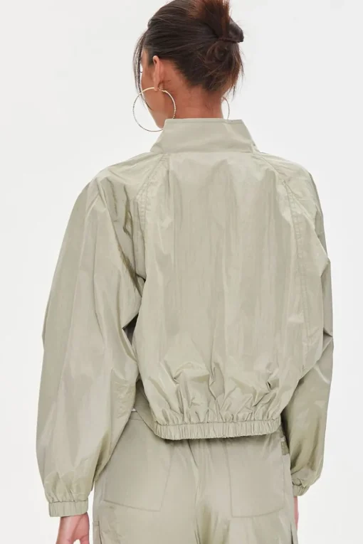 Cropped Raglan-Sleeve Windbreaker