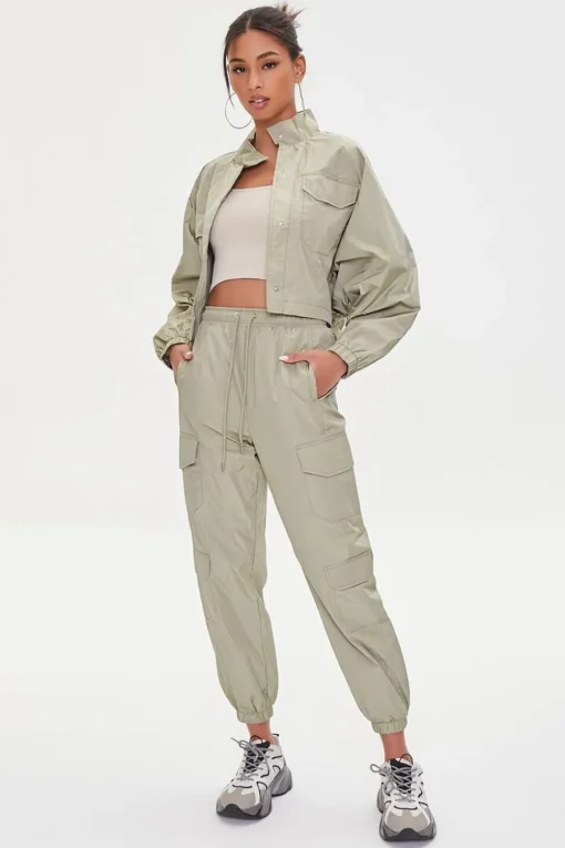 Cropped Raglan-Sleeve Windbreaker