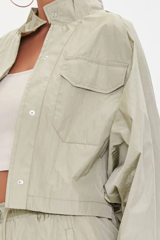 Cropped Raglan-Sleeve Windbreaker