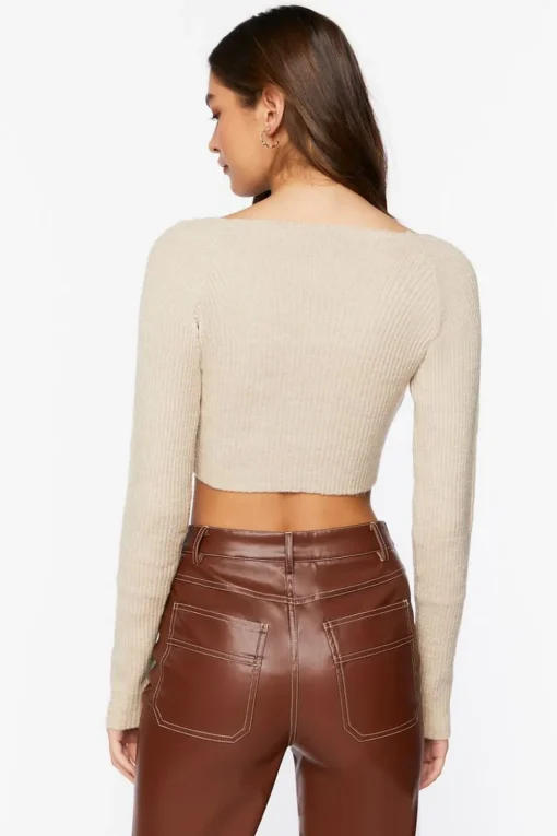 Cropped Rib-Knit Sweater
