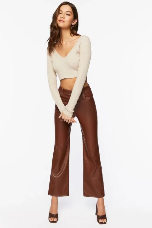Cropped Rib-Knit Sweater