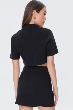 Cropped Shirt & Mini Skirt Set
