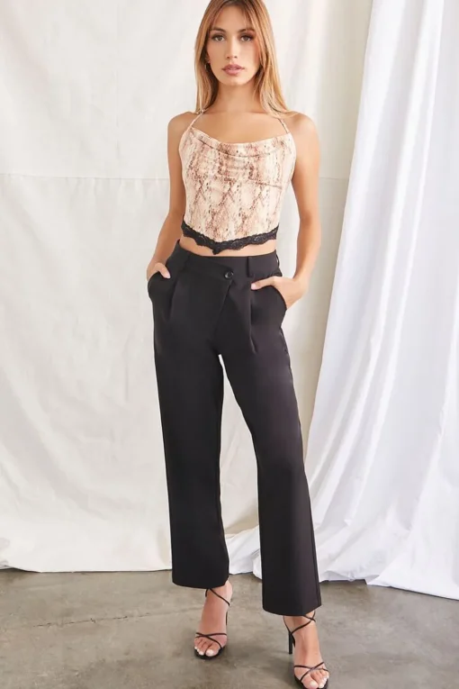 Cropped Snake Print Halter Top