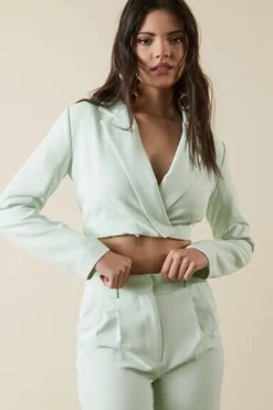 Cropped Surplice Blazer