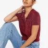 Cropped Sweater-Knit Shirt