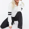 Cropped Varsity-Striped Pullover