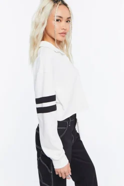 Cropped Varsity-Striped Pullover
