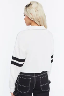 Cropped Varsity-Striped Pullover