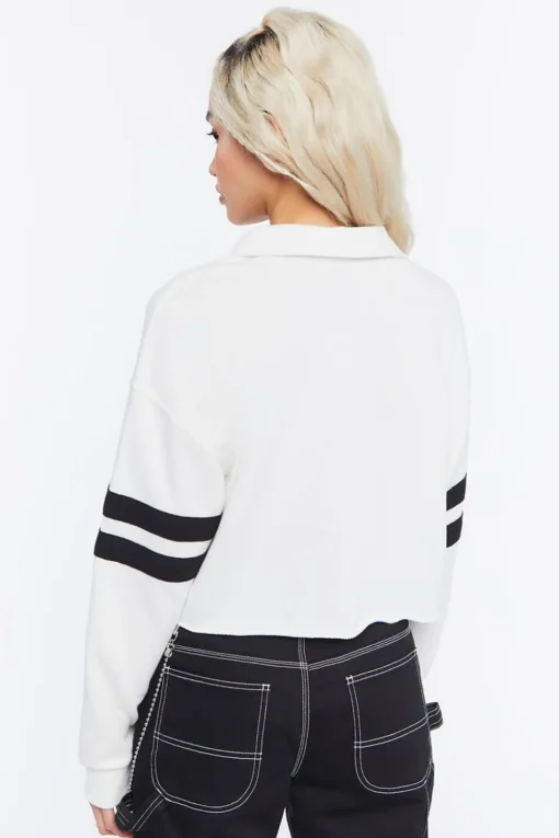 Cropped Varsity-Striped Pullover