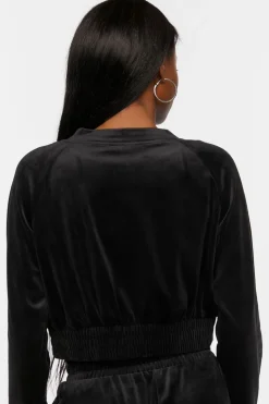 Cropped Velvet Zip-Up Jacket