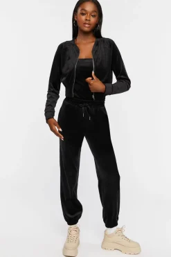 Cropped Velvet Zip-Up Jacket