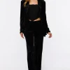 Crushed Velvet Mid-Rise Pants
