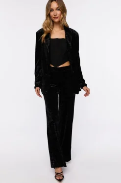 Crushed Velvet Mid-Rise Pants