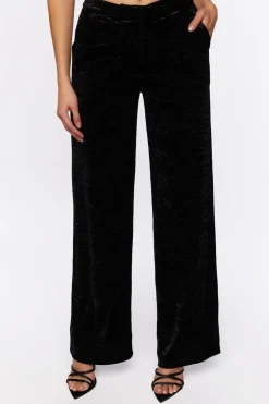 Crushed Velvet Mid-Rise Pants
