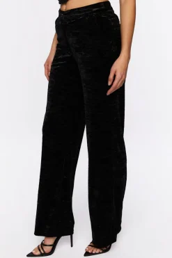 Crushed Velvet Mid-Rise Pants