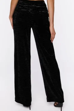 Crushed Velvet Mid-Rise Pants