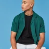 Cuban Collar Short-Sleeve Shirt