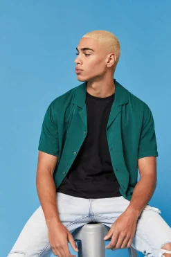 Cuban Collar Short-Sleeve Shirt