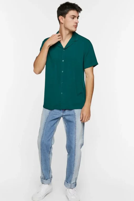 Cuban Collar Short-Sleeve Shirt