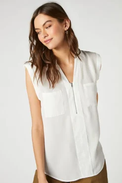 Curved-Hem Patch Pocket Top