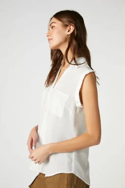 Curved-Hem Patch Pocket Top