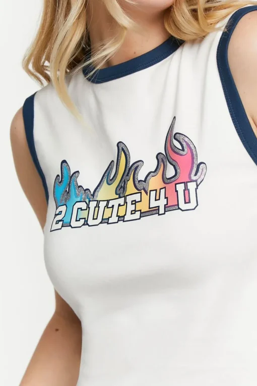 2 Cute 4 U Graphic Muscle Tee