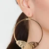 Cutout Butterfly Hoop Earrings